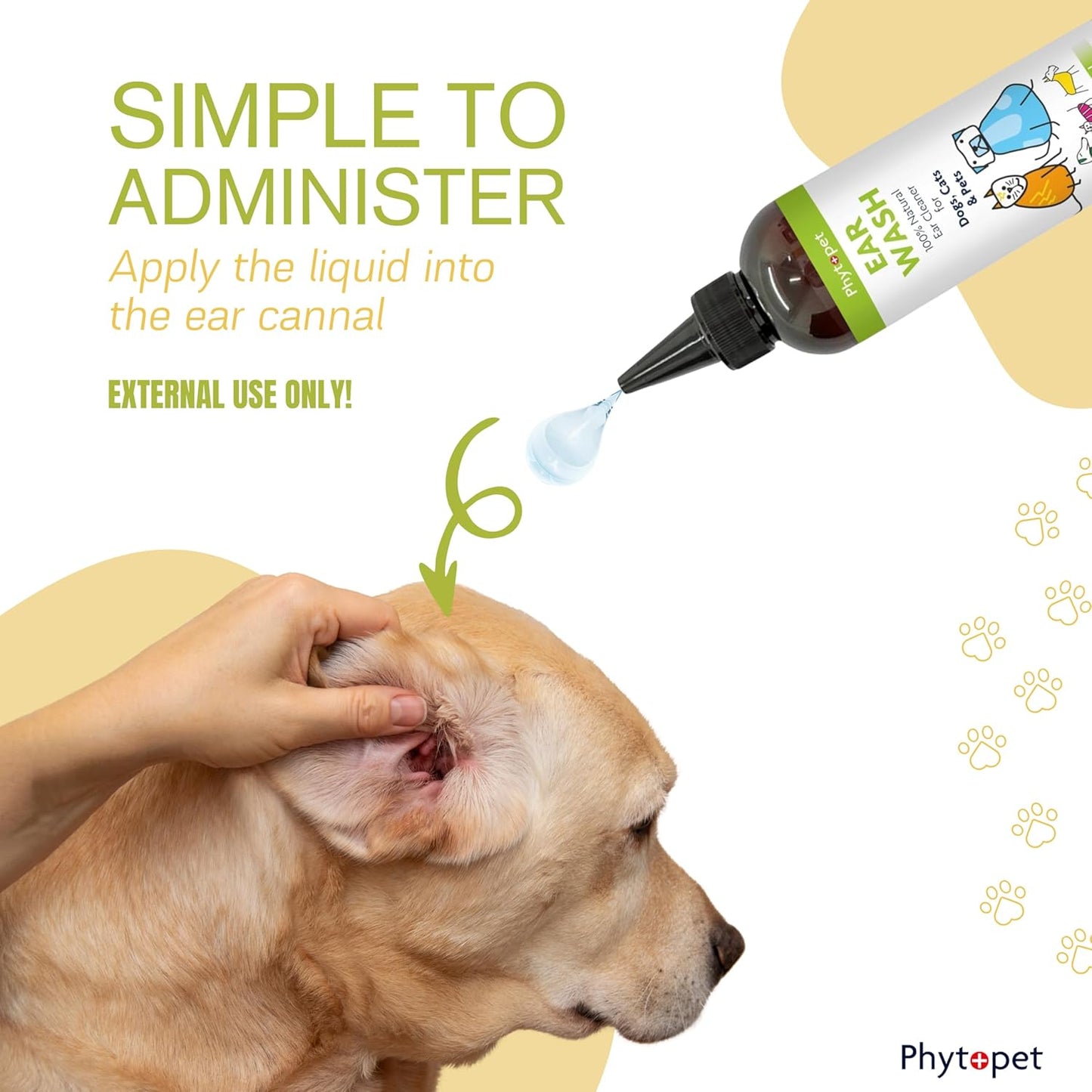 PhytoPet | Ear Wash | 100% Natural Ear Cleaner for Dogs, Cats & Small Pets