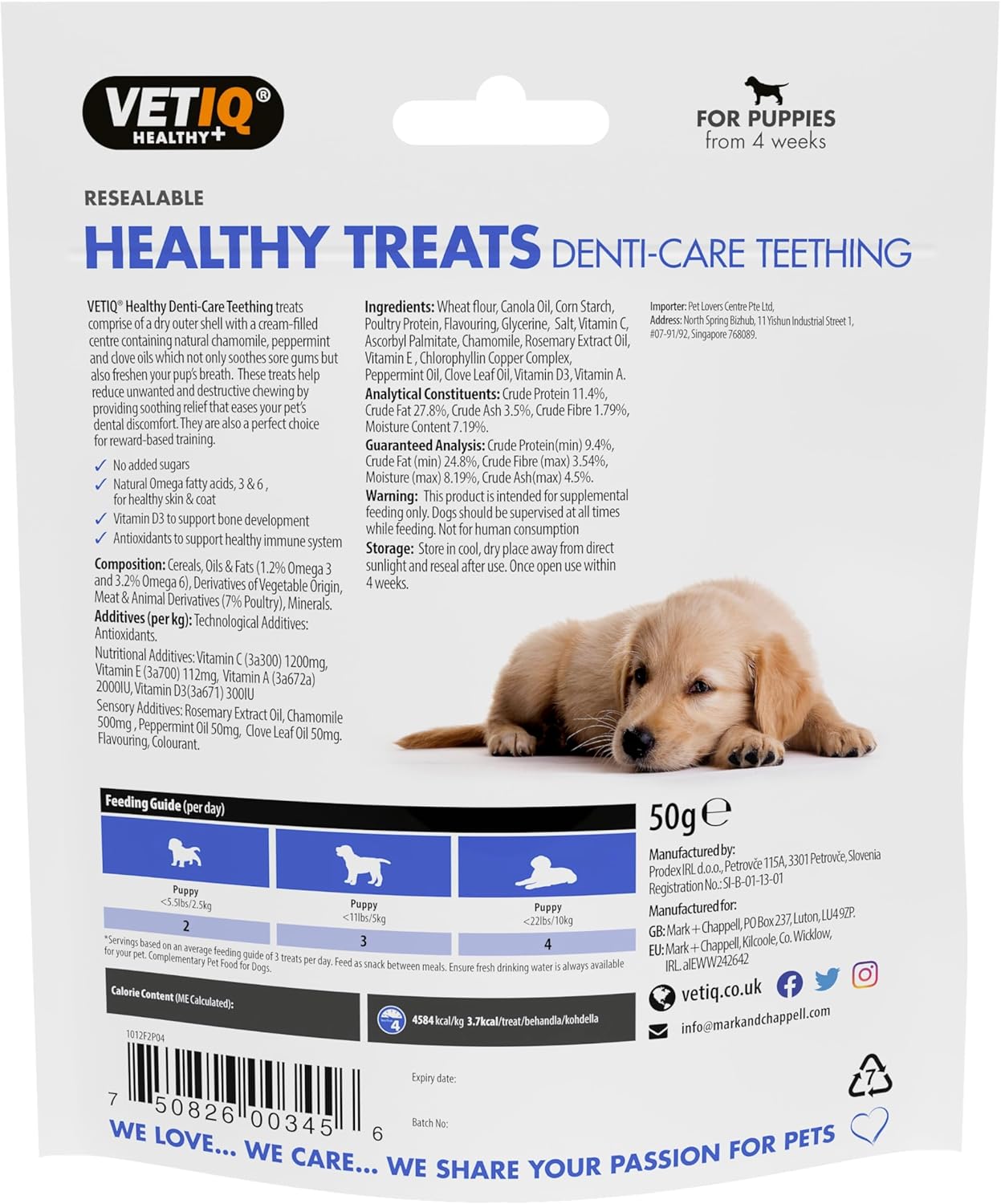 Vet IQ Puppy Healthy Treats Denti-Care for Soothing Irritated Gums 50g
