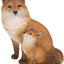 Vivid Arts Fox Cub with Mother A | Realistic Garden Ornament | Weatherproof Fox Statue