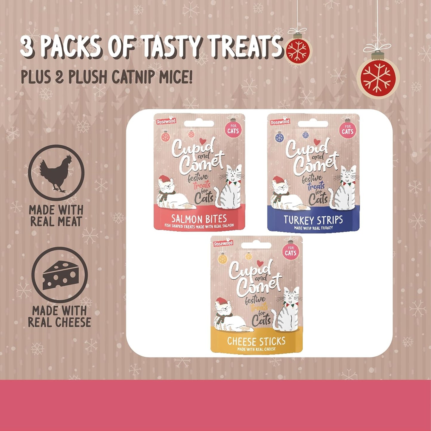 Cupid & Comet | Cat Festive Gift | Christmas Dinner Stocking with Treats & Toys