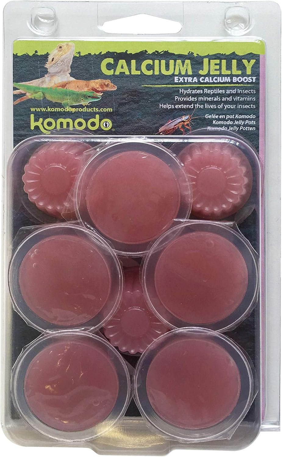 Komodo Jelly Pots for Reptiles & Insects Fruit, Calcium & Mixed Flavours (8 Pack)
