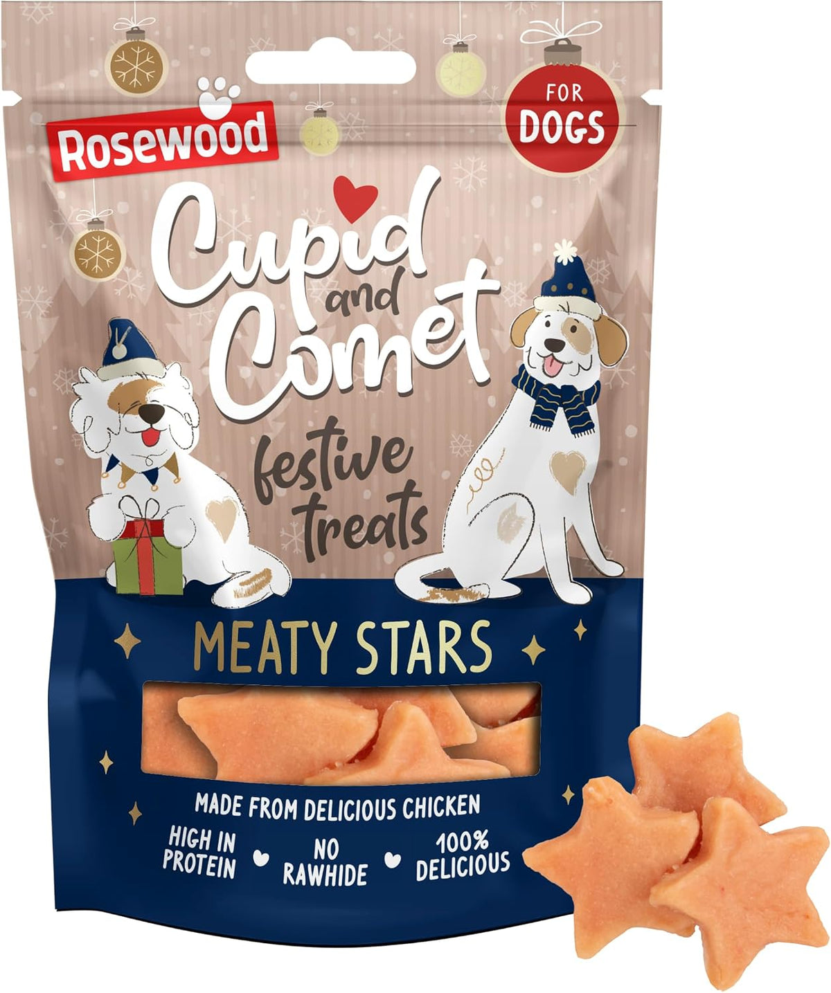 Chicken Meaty Stars 100g ⭐ Christmas Dog Treats by Cupid & Comet