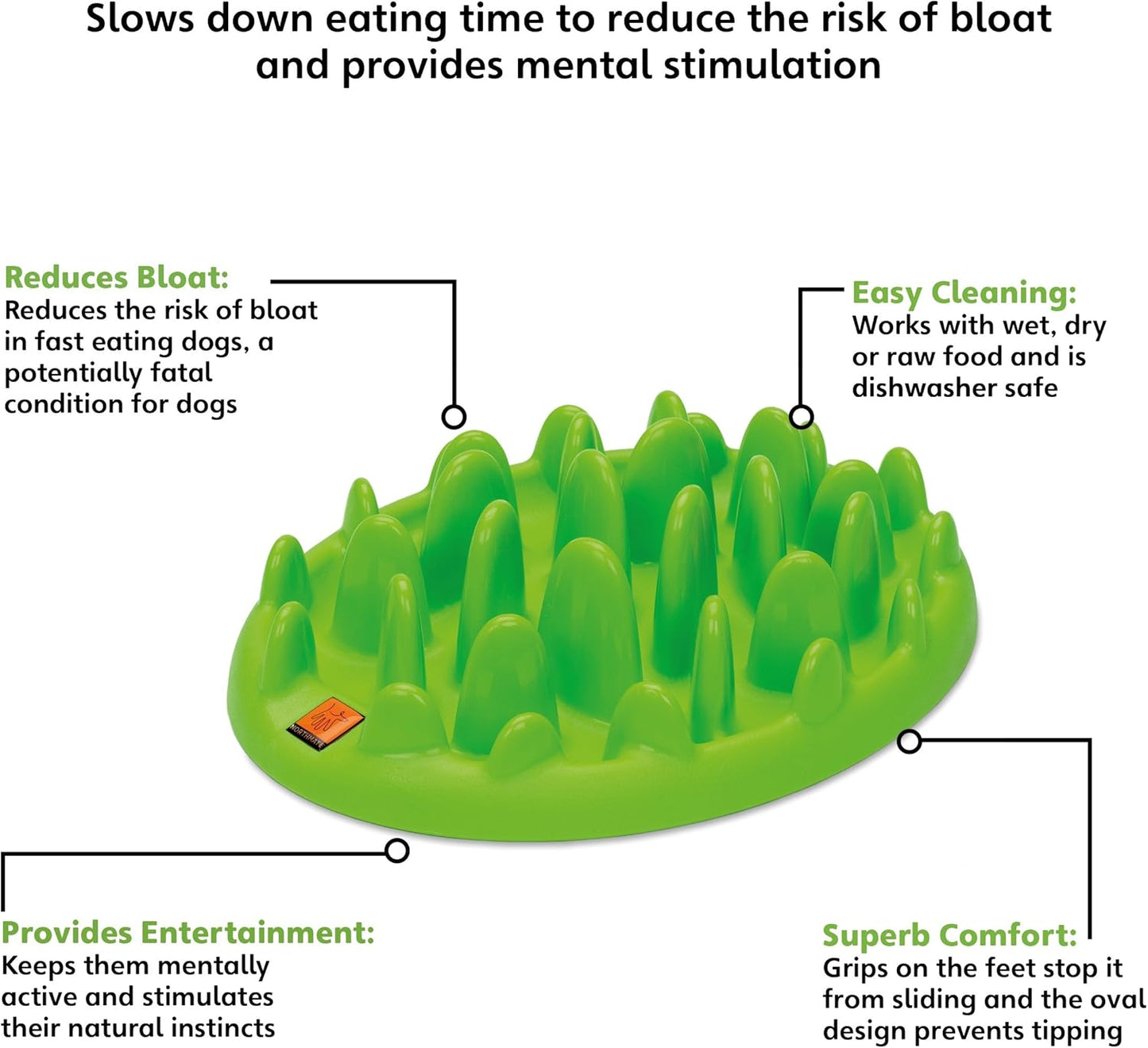 Company of Animals GREEN Slow Interactive Feeder | Anti-Gulp Large Dog Bowl