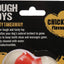 Tough Toys meaty takeaway dog toy packaging with chicken flavor label on a black background.