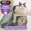 Cat and dog in a carrier with VETIQ Serene Calming Drops branding and text.