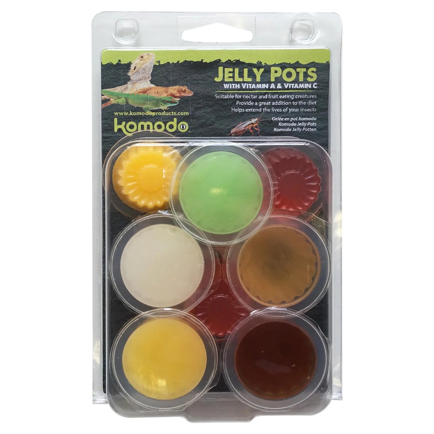 Komodo Jelly Pots for Reptiles & Insects Fruit, Calcium & Mixed Flavours (8 Pack)