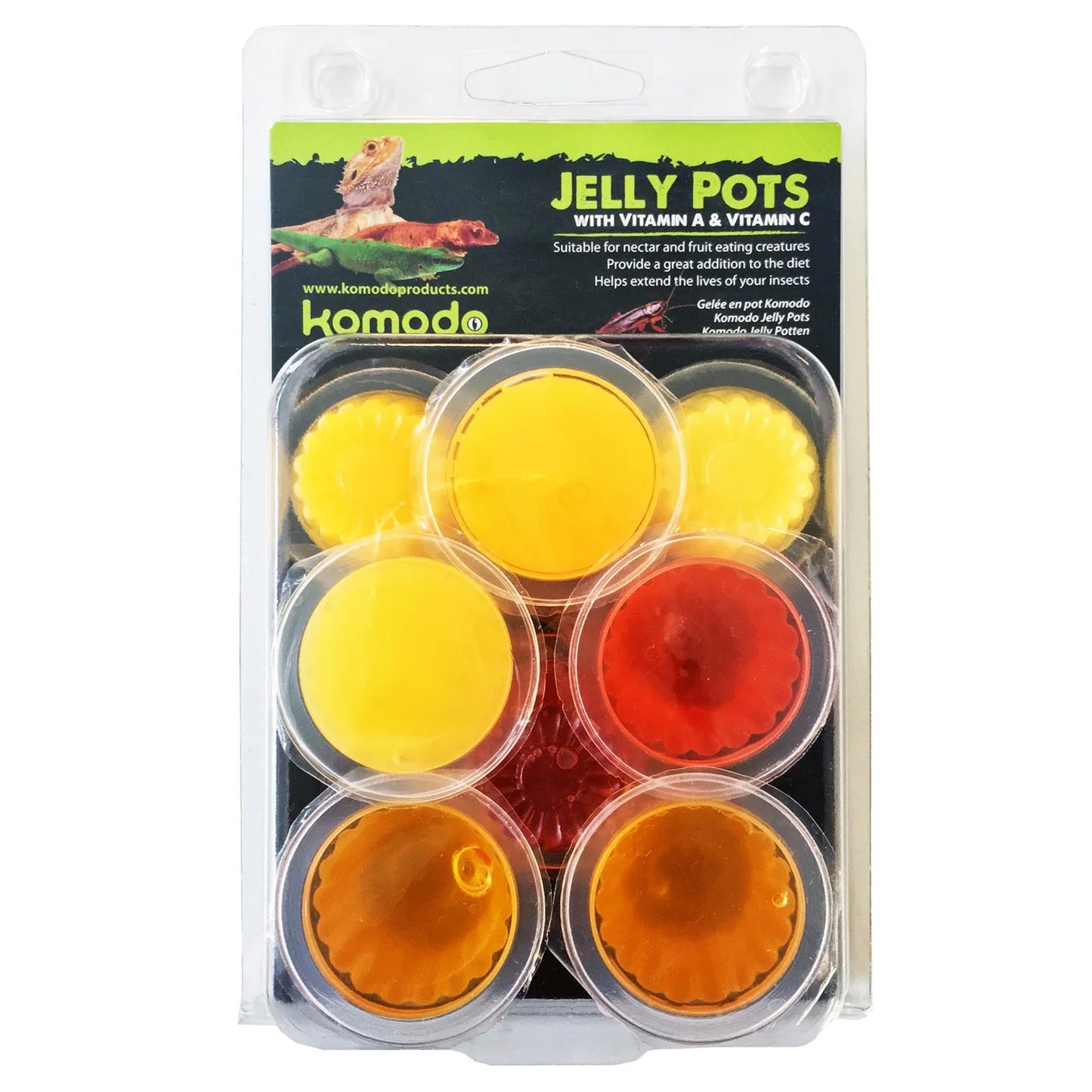 Komodo Jelly Pots for Reptiles & Insects Fruit, Calcium & Mixed Flavours (8 Pack)