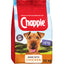 A bag of Chappie dry dog food with a picture of a dog on the front, indicating the product is made with chicken and is a 15kg package.