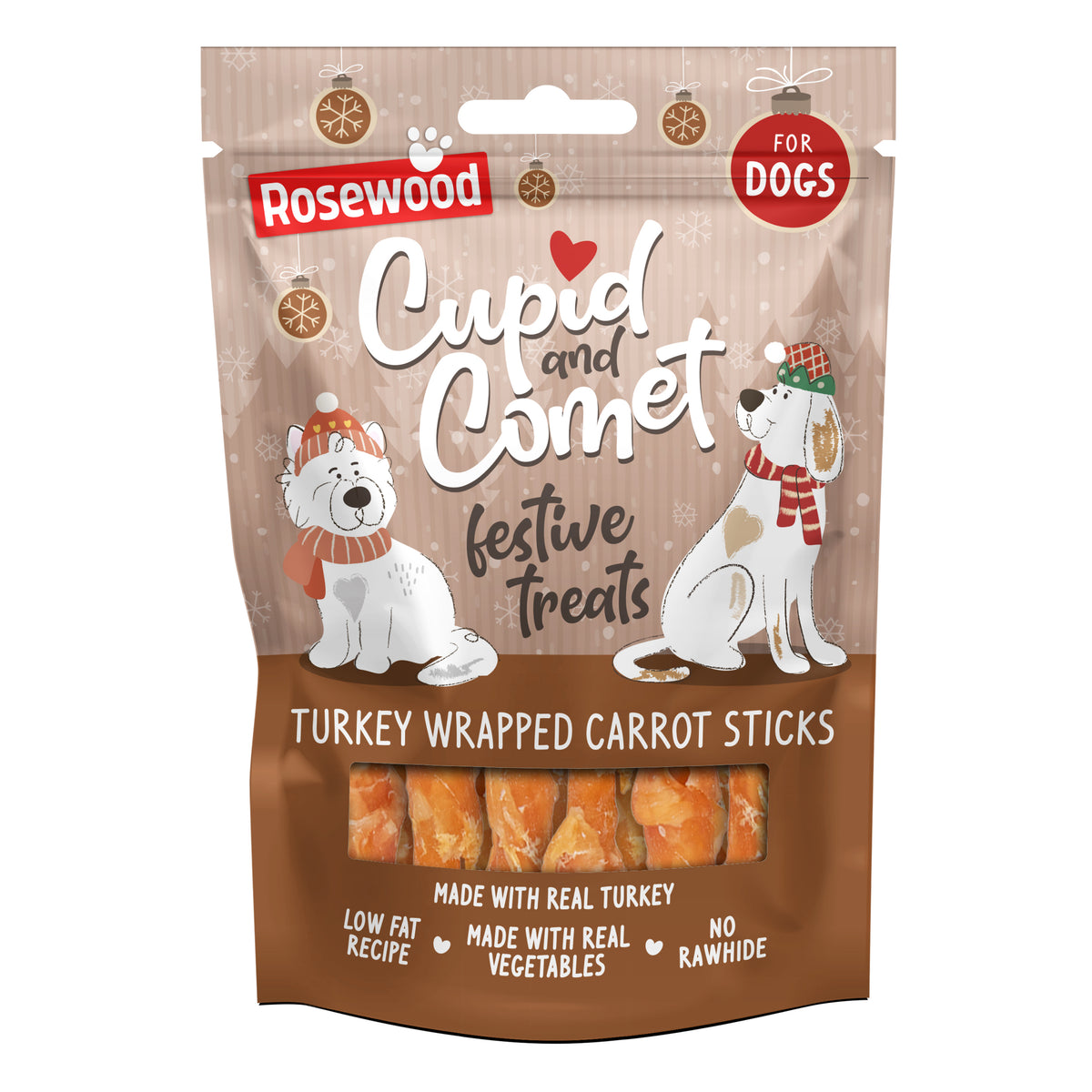 Rosewood Turkey & Carrot Chewy Wraps - 100g Grain-Free Dog Treats