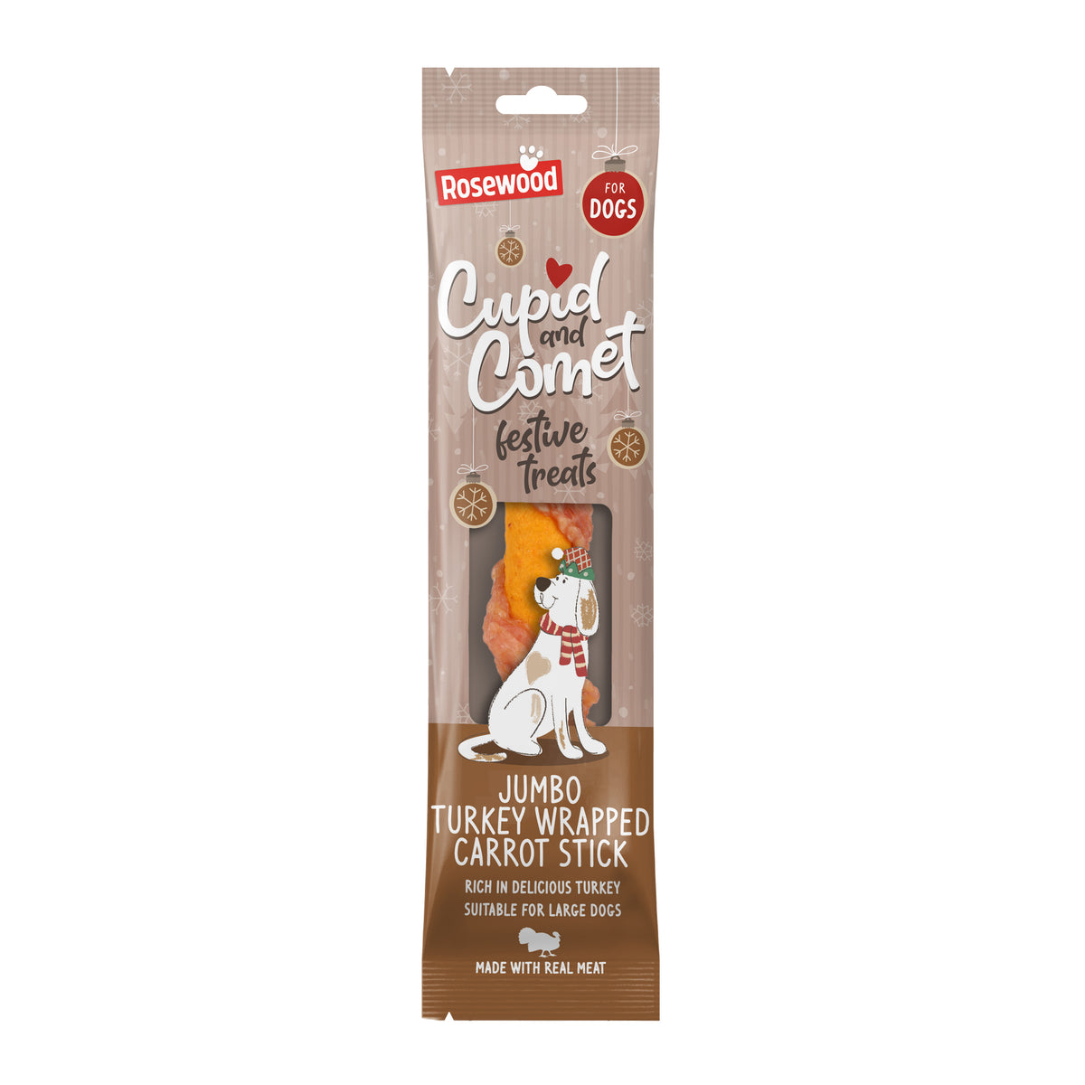 Rosewood Jumbo Turkey Wrapped Carrot Stick Dog Chew | 70g - 23cm