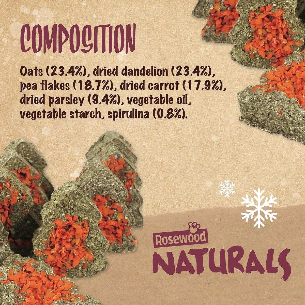 Naturals Carrot Dandelion Christmas Trees 🎄 Small Pet Treat by Rosewood