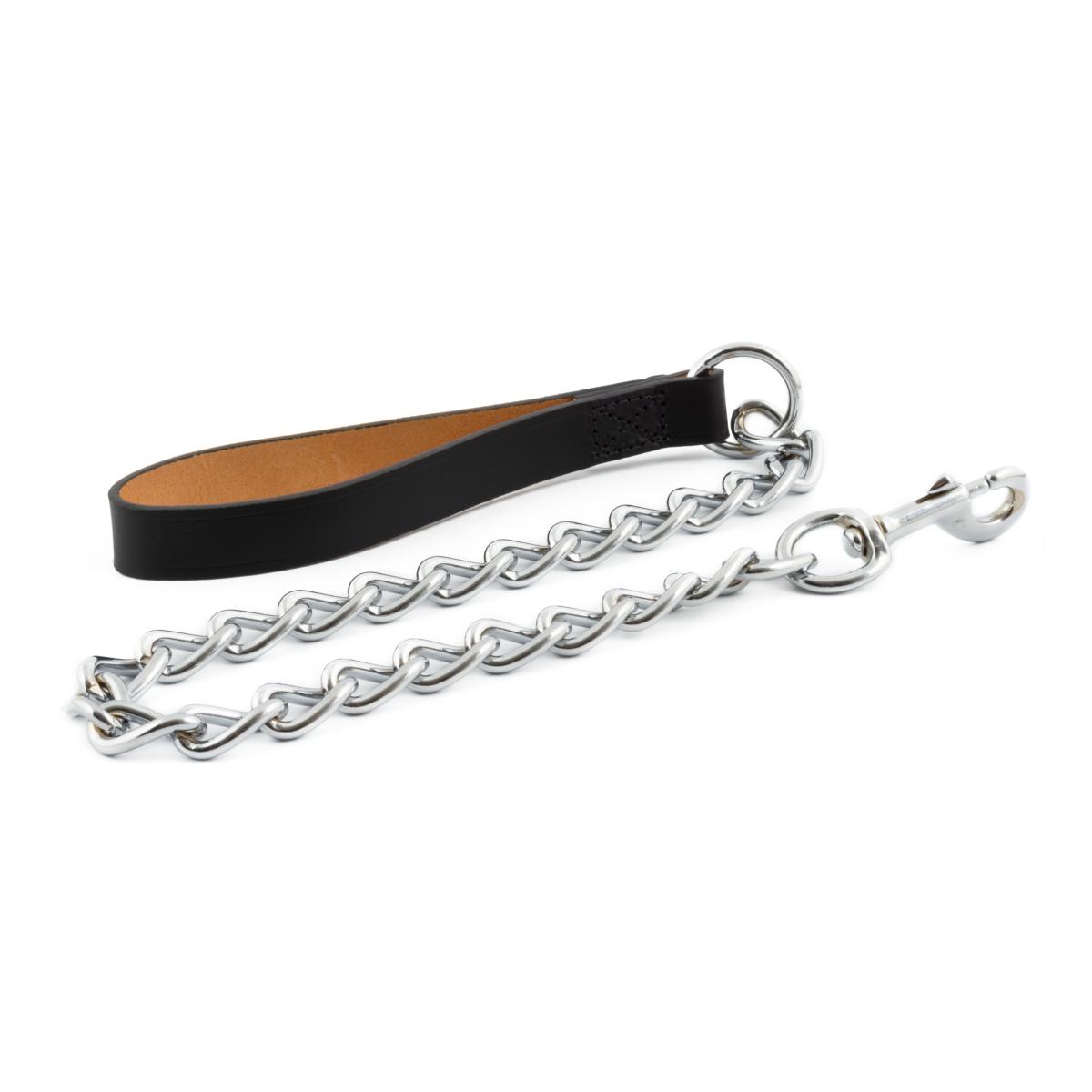 Ancol Leather Handle Chain Dog Lead - Heavy – petconnection.ie
