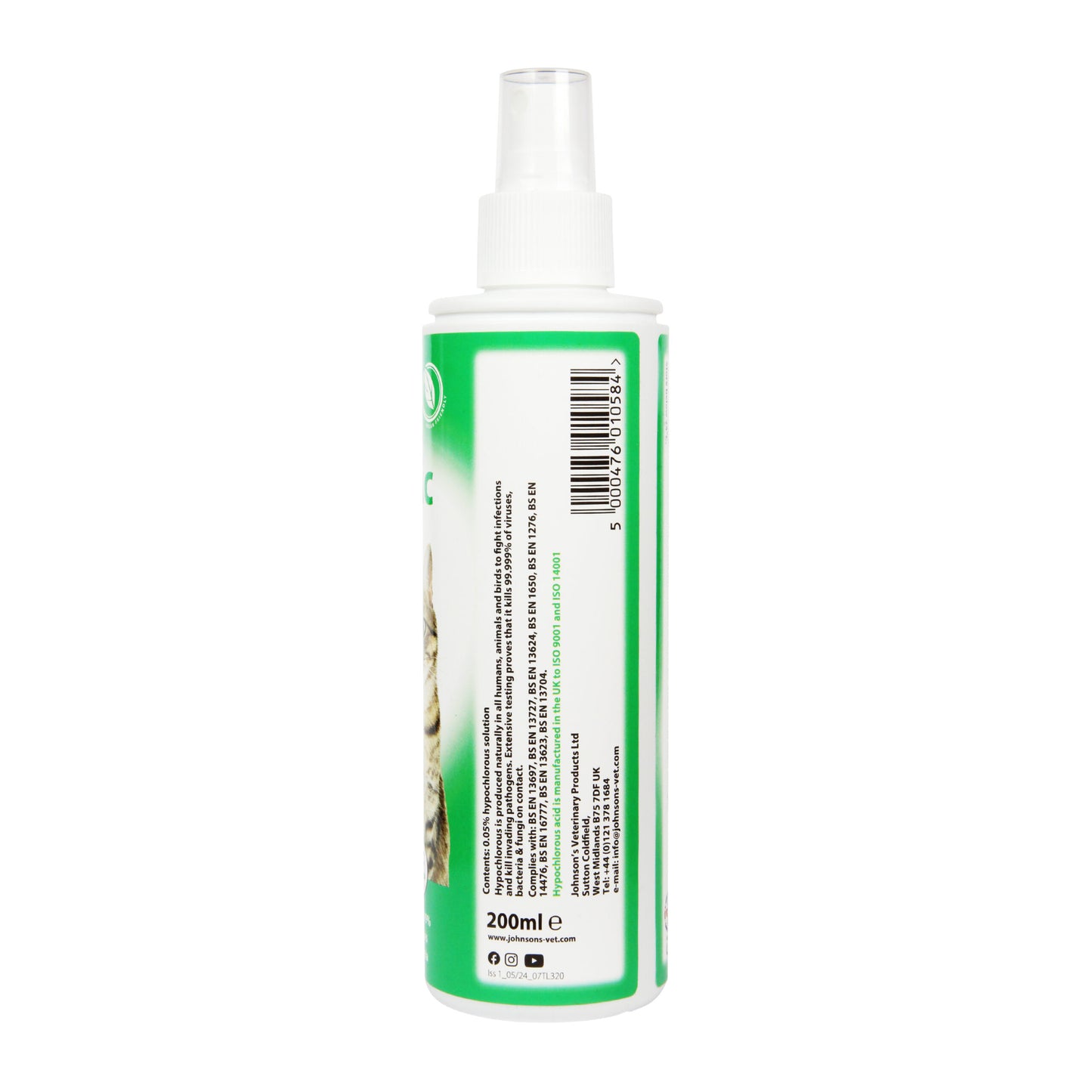 Johnson's Veterinary | Hypochlorous Solution Antiseptic Wound Spray for Cats - 200ml