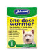 Box of Johnson's Veterinary One Dose Wormer for puppies and small dogs on a white background