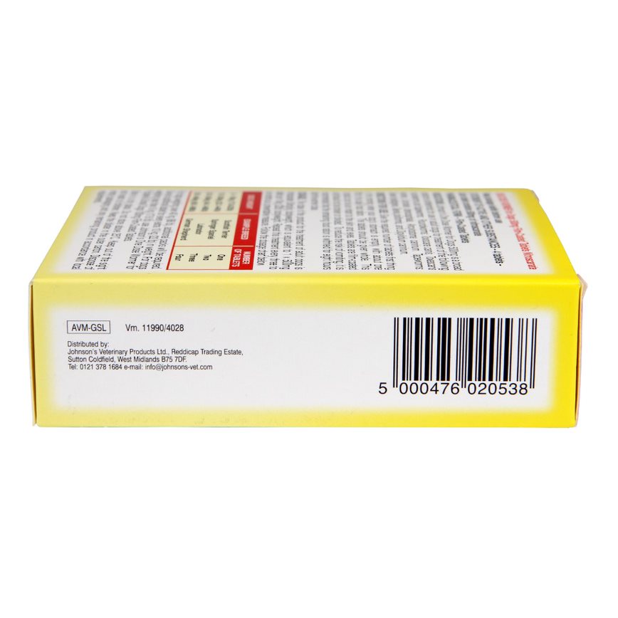 Yellow box with text and a barcode on a white background