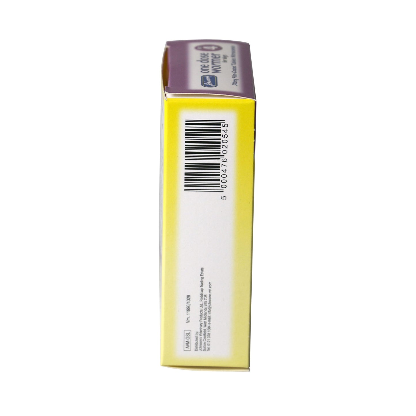 Yellow box with a barcode on a white background