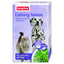 Beaphar Calming Tablets box for cats and dogs, featuring a Dalmatian and a long-haired cat on the front, with a light purple background and green herbal illustration at the bottom.