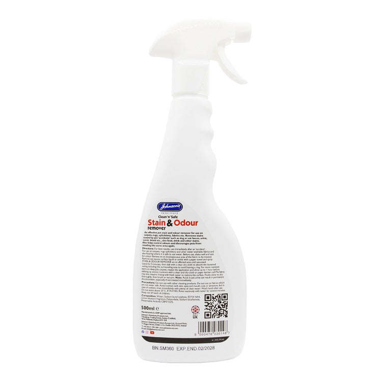 Johnson's Pet Safe Stain & Odour Remover (500ml) | For Carpets & Upholstery