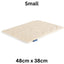 Beige dog mat with a brand tag on a white background, labeled 'Small' and dimensions '48cm x 38cm'.