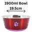 Cheeko Fusion Bowl – Stainless Steel Dog & Cat Bowl with Non-Slip Base | Red | 350ml–1900ml