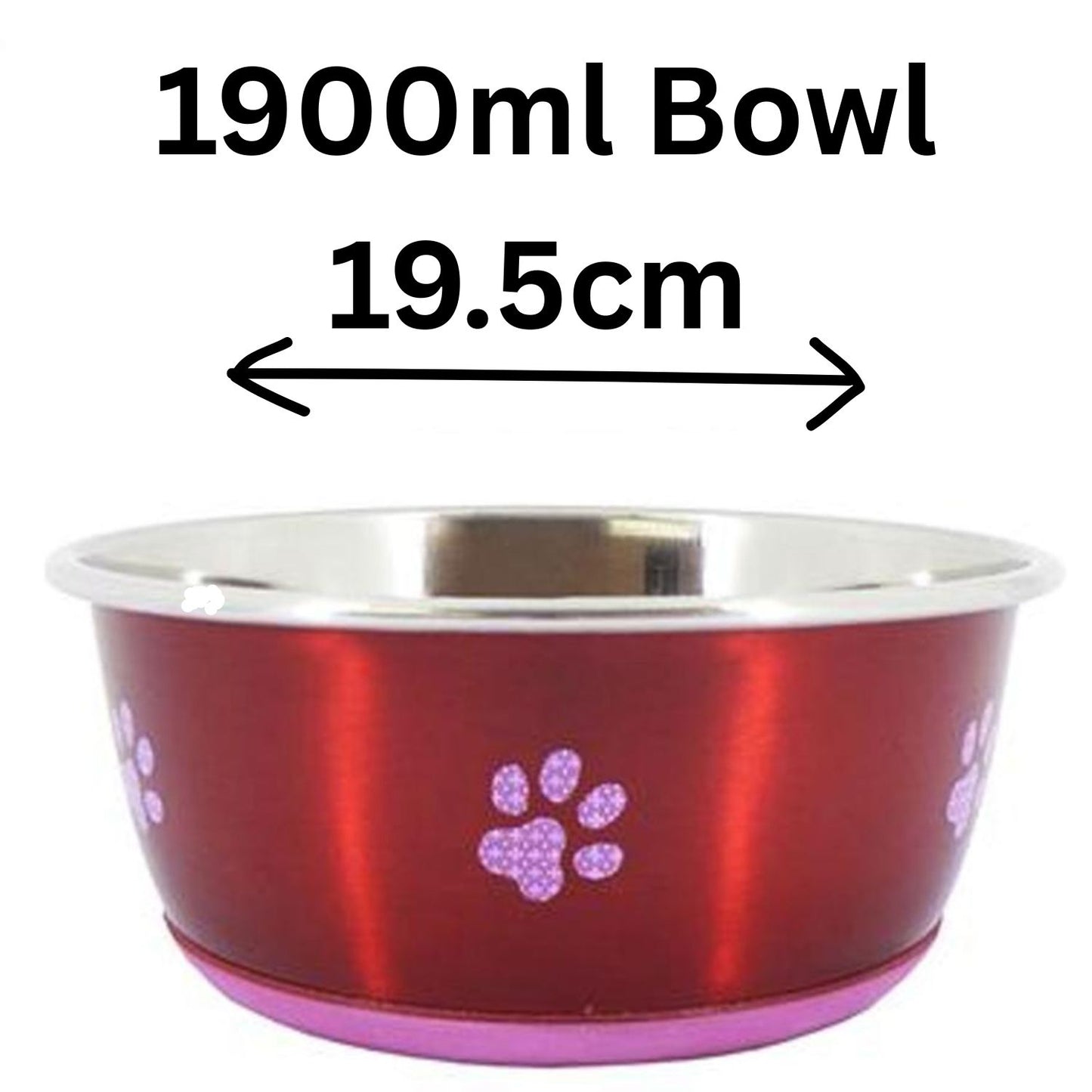 Cheeko Fusion Bowl – Stainless Steel Dog & Cat Bowl with Non-Slip Base | Red | 350ml–1900ml