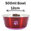 Cheeko Fusion Bowl – Stainless Steel Dog & Cat Bowl with Non-Slip Base | Red | 350ml–1900ml