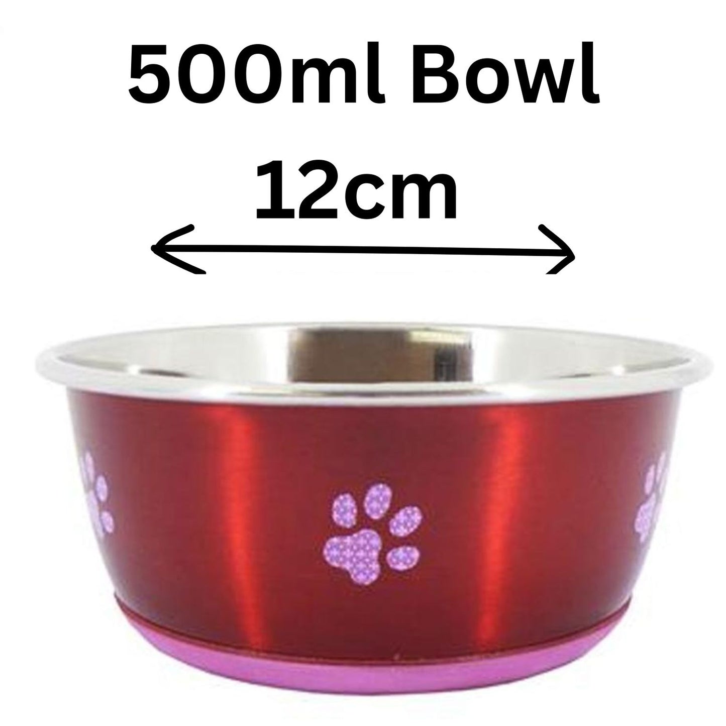 Cheeko Fusion Bowl – Stainless Steel Dog & Cat Bowl with Non-Slip Base | Red | 350ml–1900ml