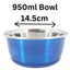 Cheeko Fusion Bowl Stainless Steel Dog & Cat Bowl with Non-Slip Base Blue 500ml1900ml