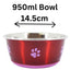 Cheeko Fusion Bowl – Stainless Steel Dog & Cat Bowl with Non-Slip Base | Red | 350ml–1900ml