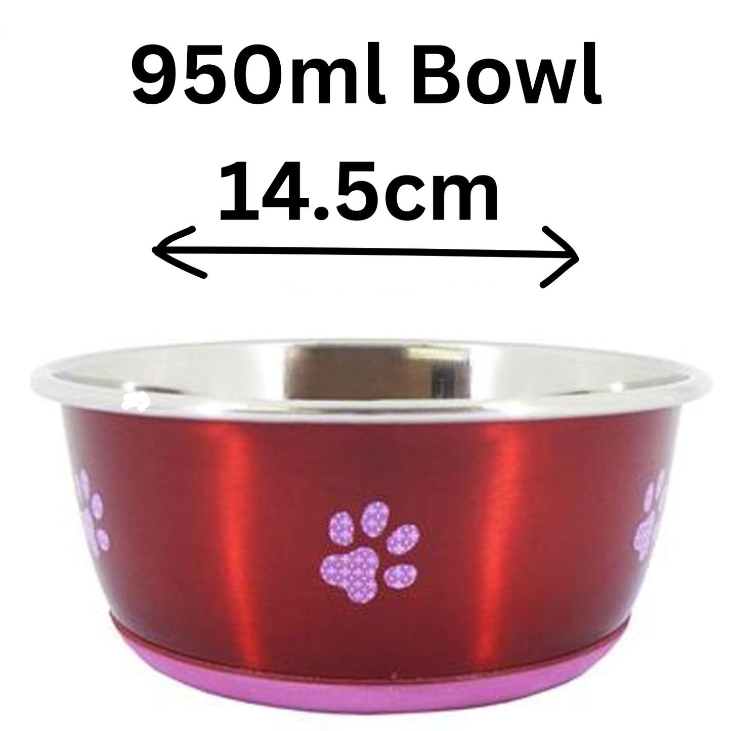 Cheeko Fusion Bowl – Stainless Steel Dog & Cat Bowl with Non-Slip Base | Red | 350ml–1900ml