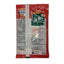 Red pet food packet with visible branding and text on a white background