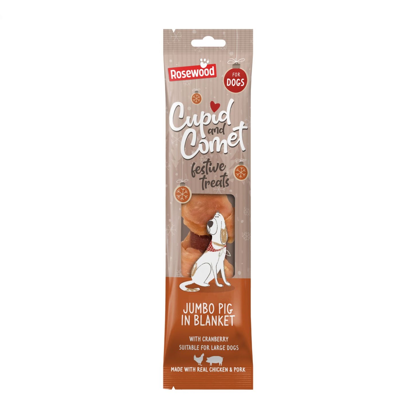 Jumbo Pig in Blanket 90g Christmas Dog Treat for Large Breeds 23cm long