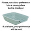 Gray plastic litter tray with text requesting color preference during checkout.
