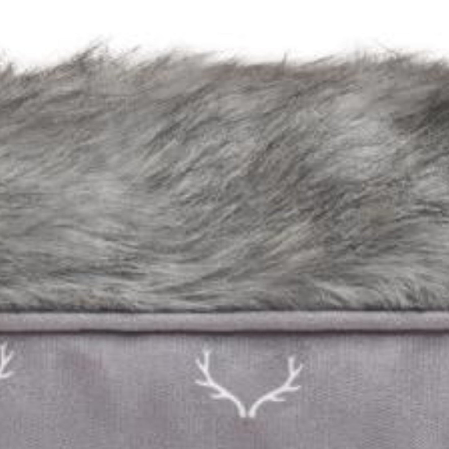 Wolf and Tiger Antler Hygge Dog Bed – Winter Faux Fur Mattress (72 × 54 cm)