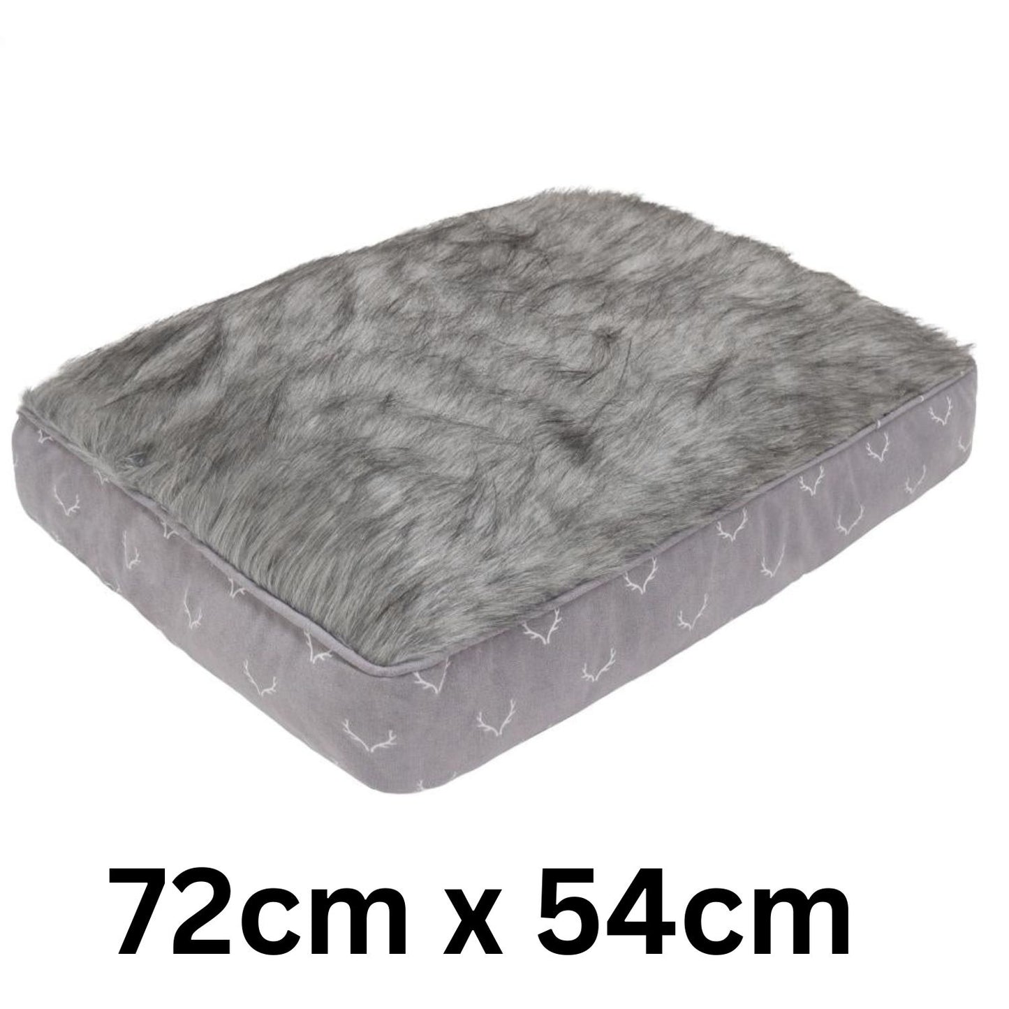 Wolf and Tiger Antler Hygge Dog Bed – Winter Faux Fur Mattress (72 × 54 cm)