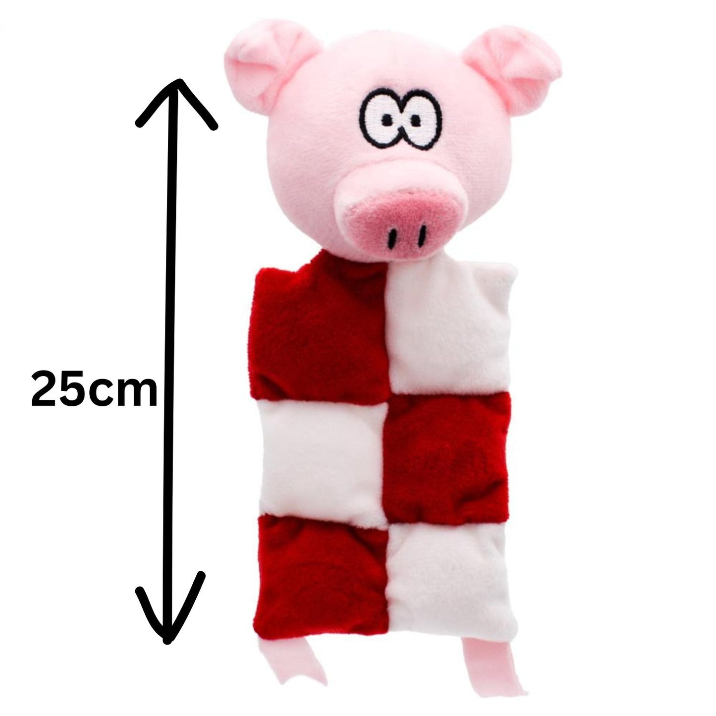 Squeaky Squares Pig Christmas Dog Toy – 6 Squeakers & Plush Fun | Holly & Robin