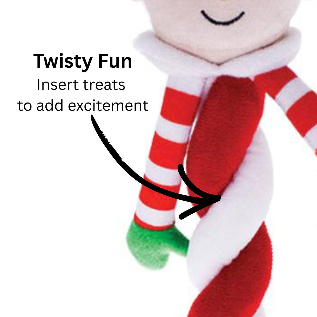 Festive Twisted Elf Dog Toy - Soft Plush with Squeaker | Holly Jolly Christmas Gift for Light Chewers