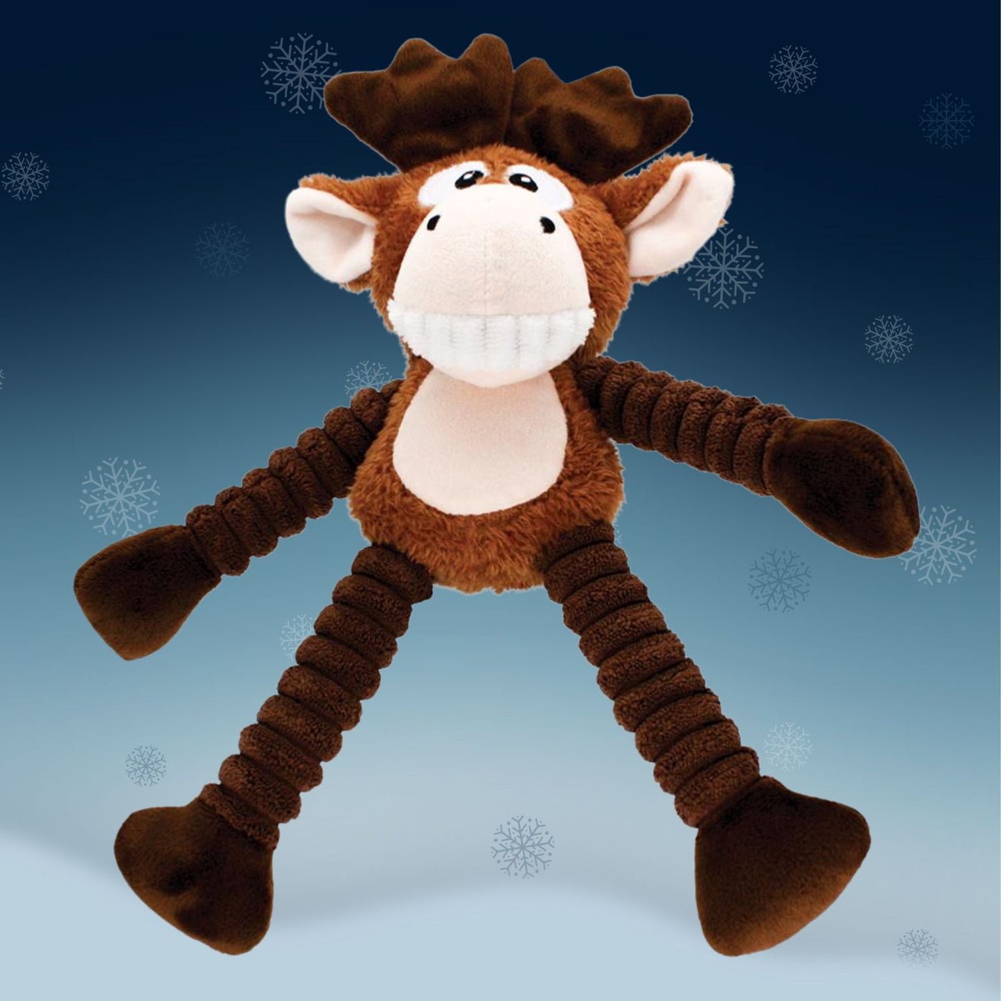 Cordy Crew Reindeer Dog Toy – Plush Christmas Squeaker Toy with Textured Limbs | Holly & Robin