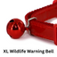 Red collar with a large warning bell on a white background