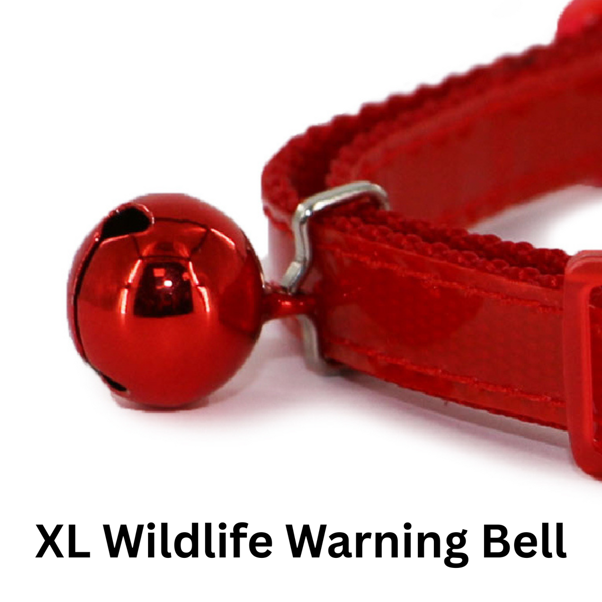 Red collar with a large warning bell on a white background