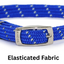 Blue cat collar with silver buckle on a white background