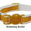 cat collar with yellow breakaway buckle on a white background
