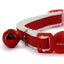 Red cat collar with a bell on a white background