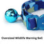 Blue camouflage dog collar with oversized wildlife warning bell on a white background
