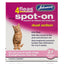 Packaging of Johnson's 4Fleas Spot On solution for kittens and small cats, featuring product information and a cat on the front.