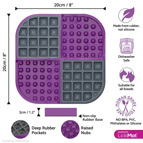 Lickimat Slomo Dog Treat Mat Purple 20cm | Calming & Slow Feeder
