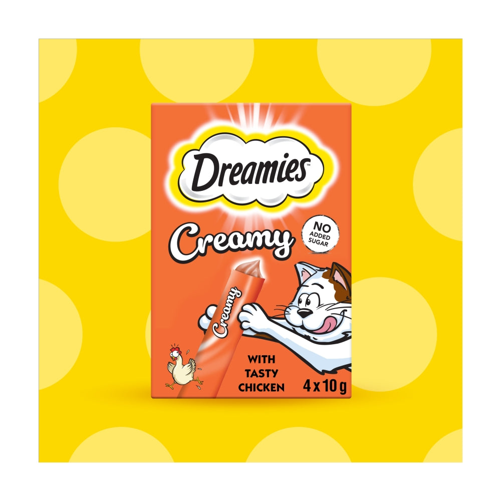 Dreamies | Cat Treats | Creamy Chicken Tubes - 4 x 10g