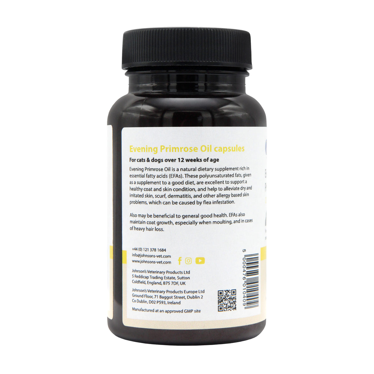 Johnson's Veterinary | Natural Dog & Cat Supplement | Evening Primrose Oil Capsules