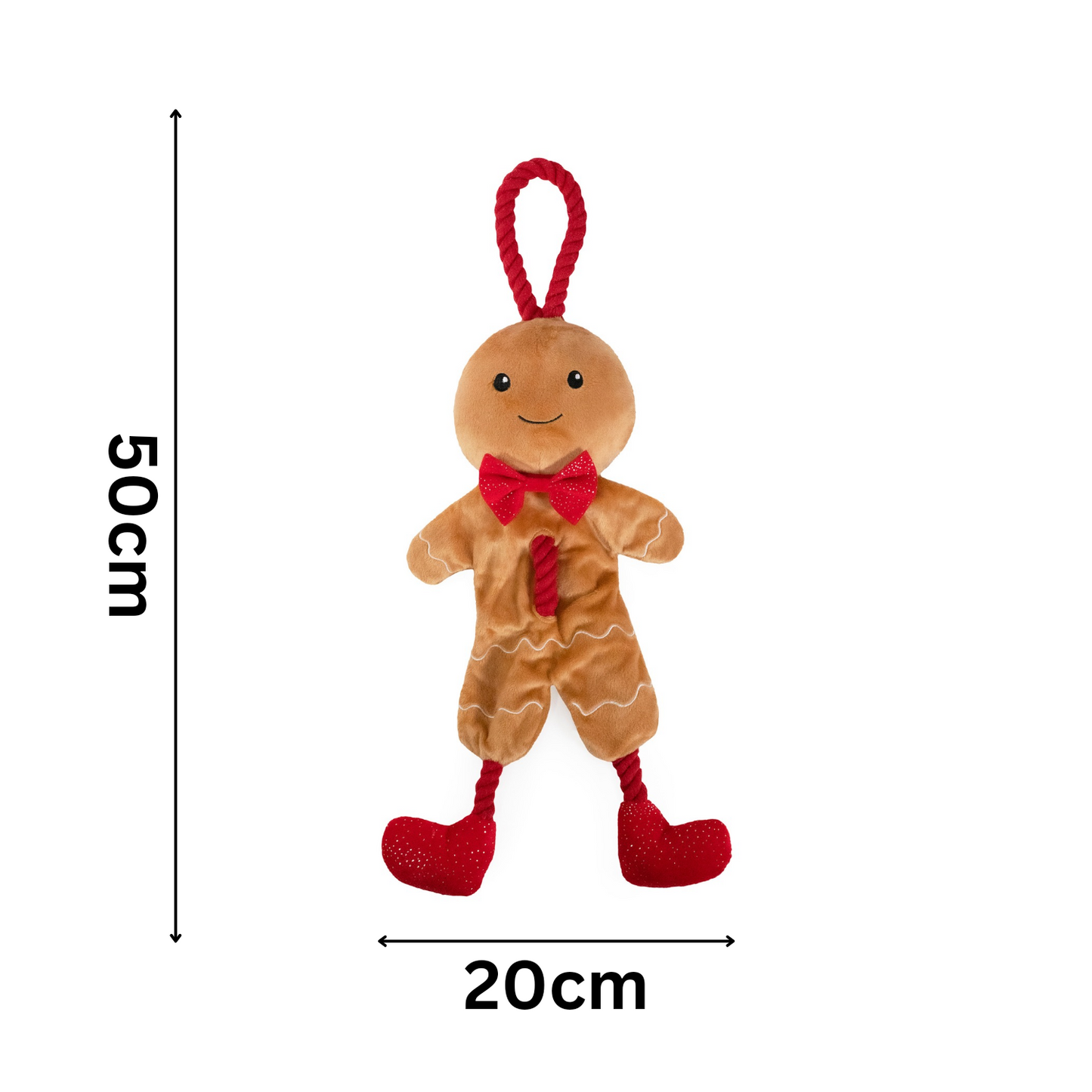 George Gingerbread Man | Christmas Dog Rope & Plush Toy by Cupid & Comet