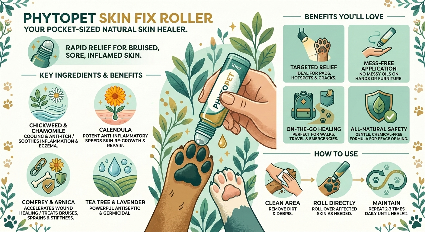 PhytoPet | Skin Fix Roller | 100% Natural Pad Oil for Bruised, Sore & Inflamed Skin